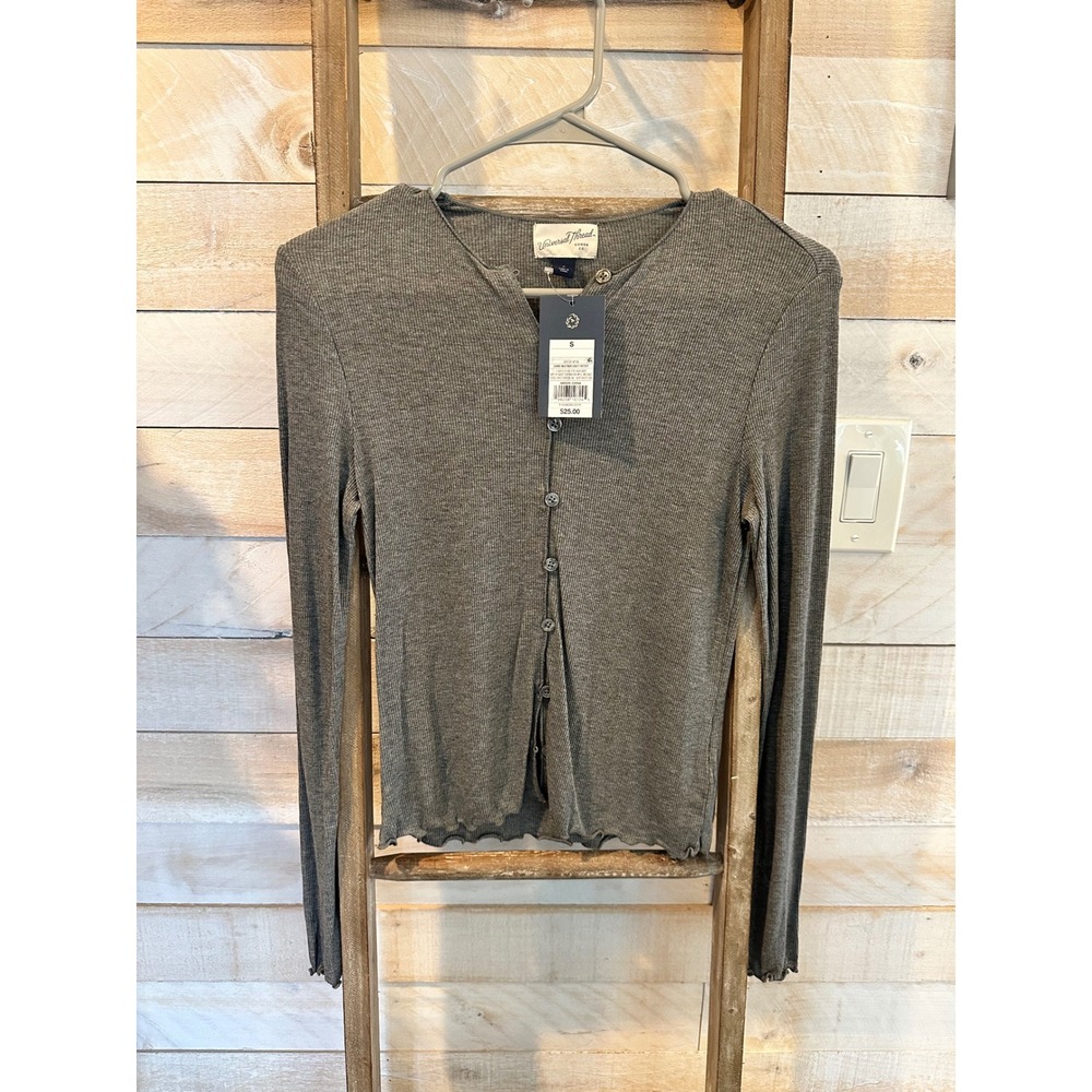 Universal Thread Womens Ribbed Long Sleeve Cardigan Dark Heather Grey Small NWT